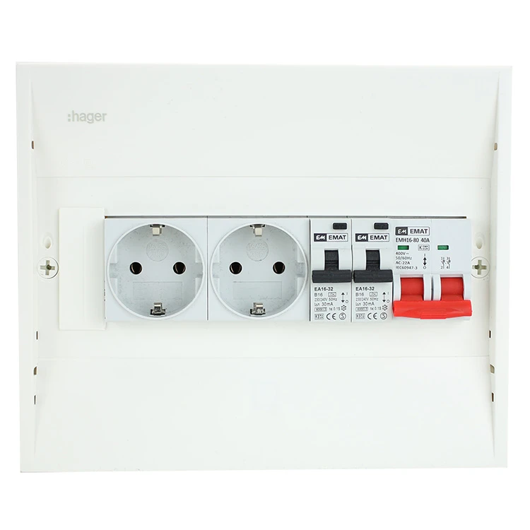 Miniatuur van EMAT PV-verdeler 2x B16 alamat met 2x WCD en hoofdschakelaar (PV0007)