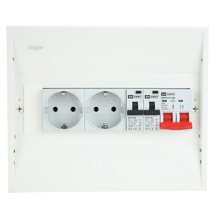 Miniatuur van EMAT PV-verdeler 2x B16 alamat met 2x WCD en hoofdschakelaar (PV0007)