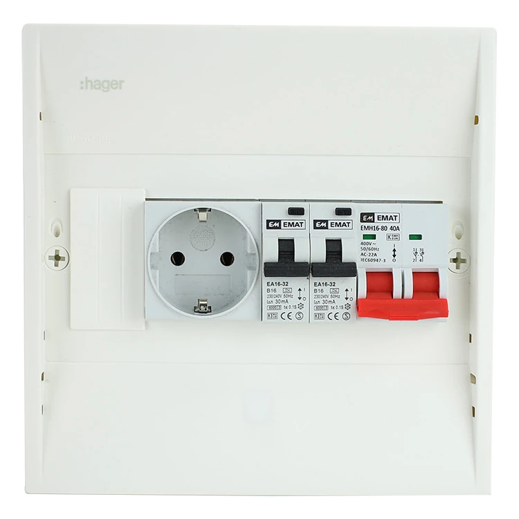 Miniatuur van EMAT PV-verdeler 2x B16 alamat met WCD en hoofdschakelaar (PV0005)