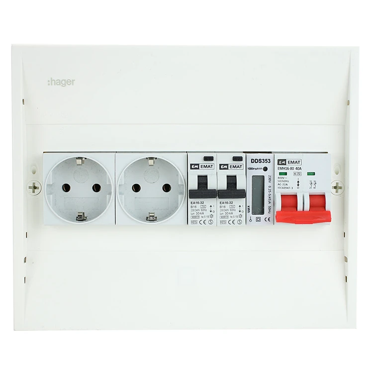 Miniatuur van EMAT PV-verdeler 2x B16 alamat met 2x WCD, kWh meter en hoofdschakelaar (PV0008)