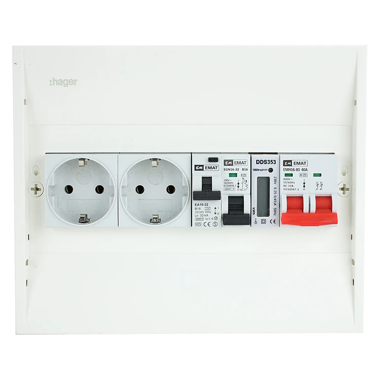 Miniatuur van EMAT PV-verdeler B16 groep met B16 alamat, 2x WCD, hoofdschakelaar en kWh meter (PV0012)