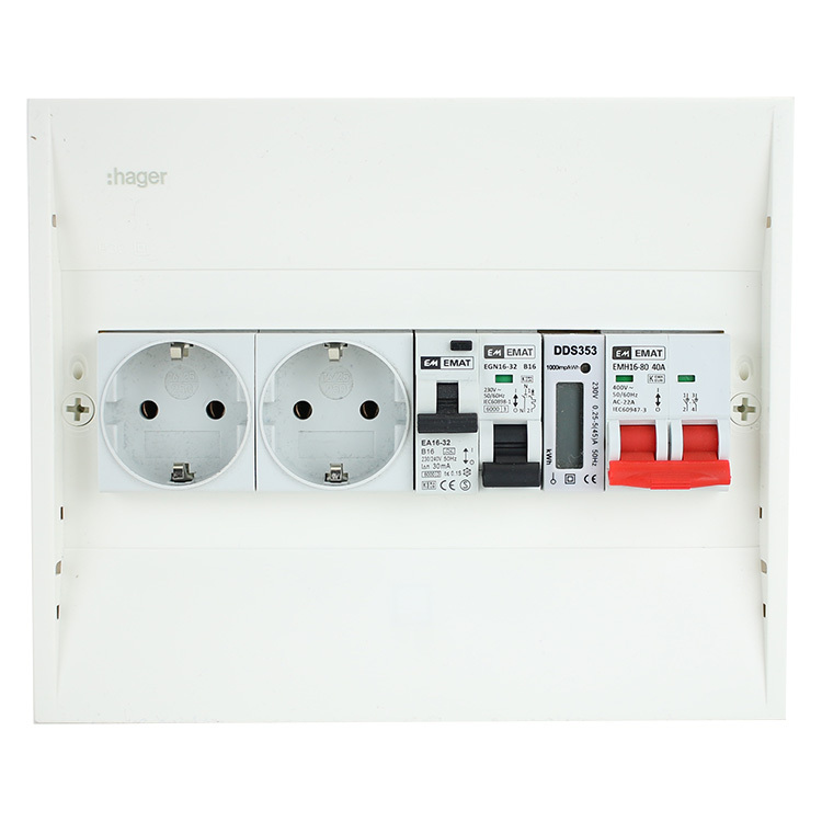 Miniatuur van EMAT PV-verdeler B16 groep met B16 alamat, 2x WCD, hoofdschakelaar en kWh meter (PV0012)