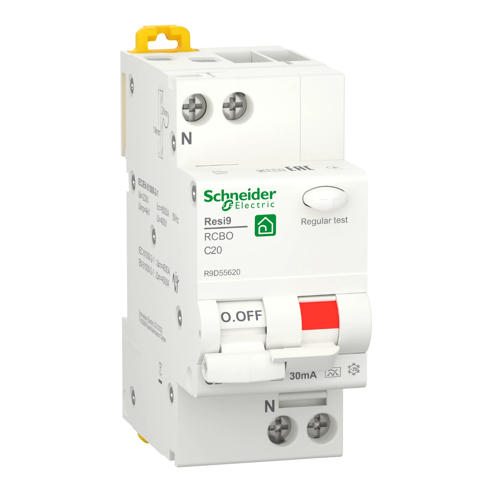 Miniatuur van Schneider Electric aardlekautomaat 1-polig+nul 20A C-kar 30mA (R9D55620)