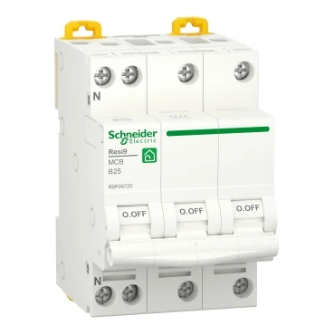 Miniatuur van Schneider Electric installatieautomaat B25 3-fase (3P+N) 6kA (R9P09725)