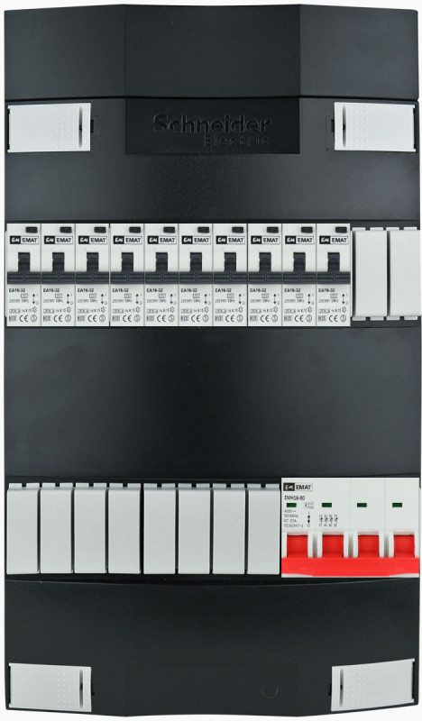 Miniatuur van EMAT Schneider groepenkast 10 aardlekautomaten 3 fase 220x380 (BxH) 
