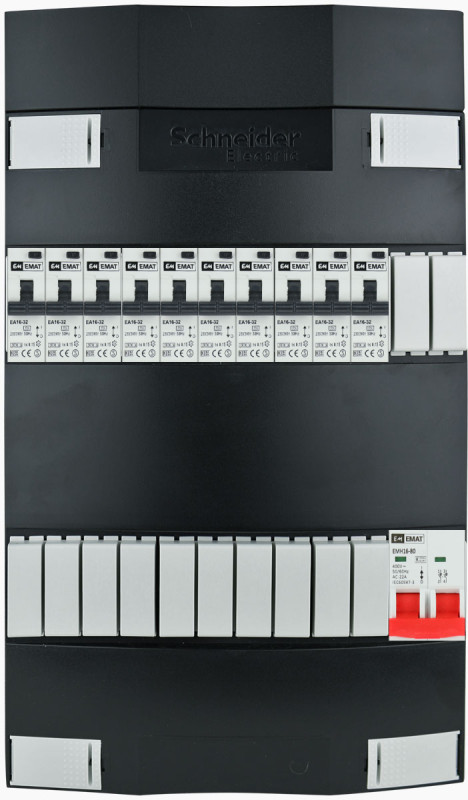 Miniatuur van EMAT Schneider groepenkast 10 aardlekautomaten 1 fase 220x380 (BxH) 