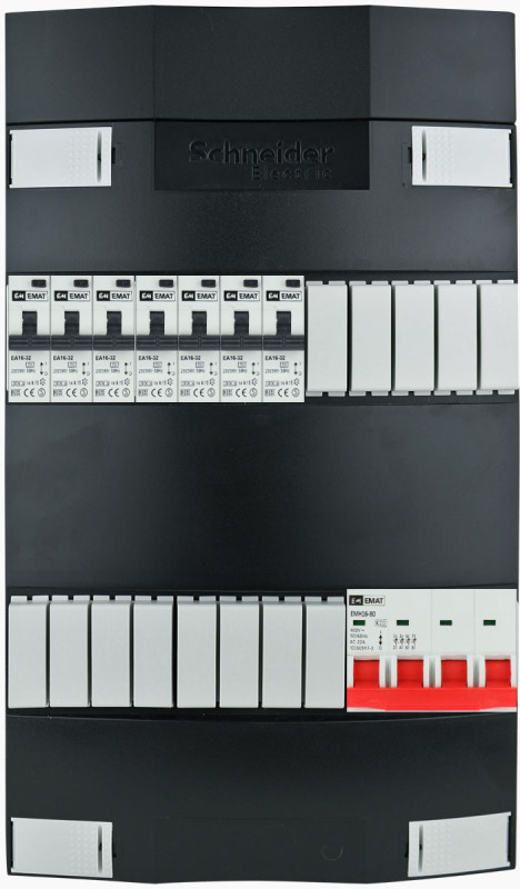 Miniatuur van EMAT Schneider groepenkast 7 aardlekautomaten 3 fase 220x380 (BxH) 
