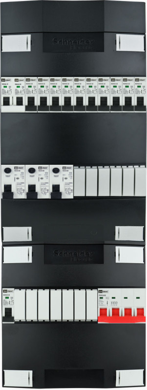 Miniatuur van EMAT Schneider groepenkast 11 groepen + fornuis 3 fase 220x600 (BxH)