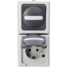 Kopp Blue Electric combinatie wisselschakelaar en stopcontact verticaal - grijs (130856009)