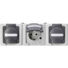 Kopp blue electric stopcontact 3-voudig opbouw horizontaal met deksel en randaarde 3-voudig IP44 - grijs (131356005)