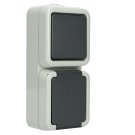 PEHA opbouw combinatie wisselschakelaar en stopcontact IP54 spatwaterdicht (D 6666 WAB)