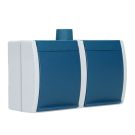 ABB Busch-Jaeger dubbel stopcontact horizontaal opbouw met randaarde en klapdeksel IP44 spatwaterdicht (20/2 EW-53-503)