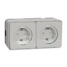 Schneider-Merten stopcontact 2-voudig met klapdeksel IP55 - Mureva Styl mat wit (MUR39035)