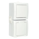 Kopp NAUTIC combinatie wisselschakelaar en stopcontact ip44 verticaal met randaarde opbouw wit(138502009)