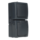 Kopp NAUTIC combinatie wisselschakelaar en stopcontact ip44 verticaal met randaarde opbouw antraciet(138515009)