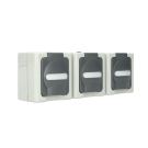Kopp blue electric stopcontact 3-voudig opbouw horizontaal met deksel en randaarde 3-voudig IP44 - grijs (131356005)