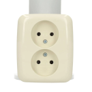 Busch-Jaeger stopcontact 2-voudig zonder randaarde met kinderbeveiliging verticale montage - SI crèmewit (202 UJRB-212)