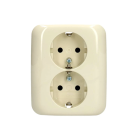 Busch-Jaeger stopcontact 2-voudig met randaarde verticale montage - Reflex SI Linear crèmewit (202 EUJR-212)