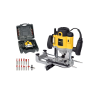 PowerPlus bovenfrees 230V 1500W met fijninstelling - complete set met 12 frezen (POWX093)