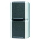 JUNG opbouw stopcontact 2-voudig verticaal met onderkast 16A IP44 - WG800 grijs (822W)