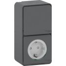 Schneider-Merten stopcontact met wisselschakelaar opbouw IP55 - Mureva Styl mat grijs (MUR36024)