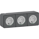 Schneider-Merten stopcontact 3-voudig  IP55 - Mureva Styl mat grijs (MUR36038)