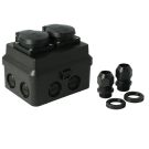ATTEMA aftakdoos met stopcontact 2-voudig IP54 zwart (AK2-M20/M25)