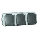PEHA opbouw stopcontact met randaarde 3-voudig met klapdeksel IP44 spatwaterdicht (D 6633 WAB).