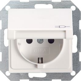 Gira stopcontact met randaarde klapdeksel 1-voudig - systeem 55 zuiver wit mat (045427) |