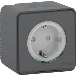 Cyclopen Oven ingenieur Schneider Electric stopcontact met klapdeksel IP55 - Mureva Styl mat grijs  (MUR36034) | Groepenkastbestellen