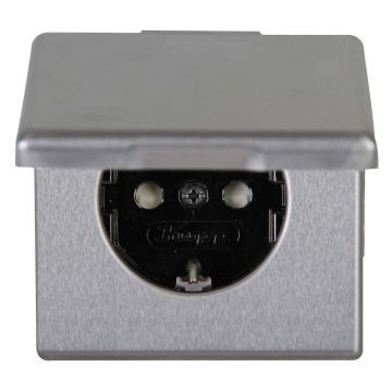 Kopp VISION stopcontact 1-voudig ra kinderbeveiliging deksel staal