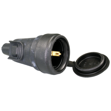 Kopp contrastekker rubber met klep stekker vergrendeling zwart per 10 stuks