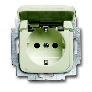 ABB stopcontact met klapdeksel en randaarde SI creme (2CKA002013A5306)
