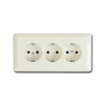 ABB Busch-Jaeger stopcontact 3-voudig met randaarde geschikt voor wandgoot - SI crème (20-03 EUJP-212 K)