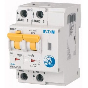 Eaton Eaton vlamboogdetectie 25A 2P C-kar 30mA direct (AFDD-25/2/C/003-A)