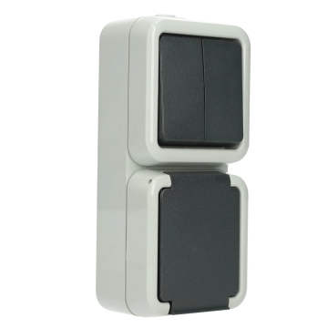 PEHA opbouw combinatie serieschakelaar en stopcontact IP54 spatwaterdicht (H 6665 WAB)
