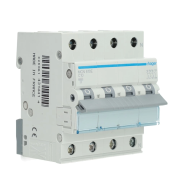 Hager installatieautomaat 3-polig + nul 10A C-kar (MCN610E)