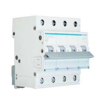 Hager installatieautomaat C32 3-fase (3P+N) 6kA (MCN632E)