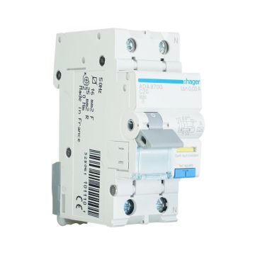 Hager aardlekautomaat 1-polig+nul 20A C-kar 30mA (ADA970G)