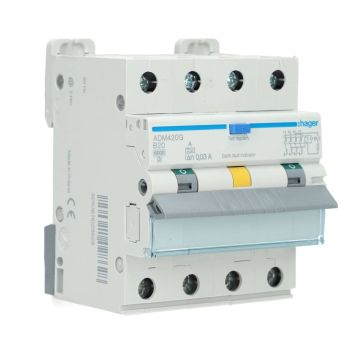 Hager aardlekautomaat B20 30mA 3-fase (4P) 6kA (ADM420G)