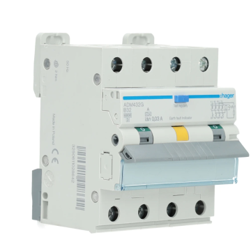 Hager aardlekautomaat B32 30mA type A 3-fase (4P) 6kA (ADM432G)