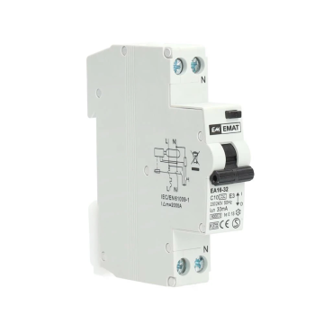 EMAT aardlekautomaat 1-polig+nul 10A C-kar 30mA (85006003)