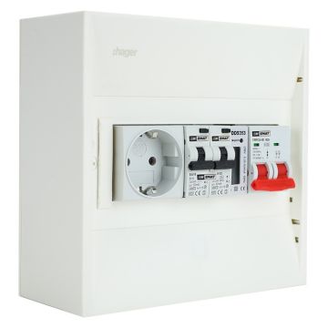 EMAT PV-verdeler 2x B16 alamat met WCD, hoofdschakelaar en kWh meter (PV0006)