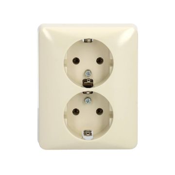 PEHA stopcontact 2-voudig met randaarde half opbouw insteekklemmen - Standaard crèmewit (00482921)