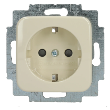 ABB Busch-Jaeger stopcontact met randaarde en kinderbeveiliging 1-voudig - SI crème (20 EUCKS-212-503)