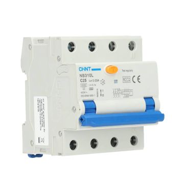 Chint aardlekautomaat 25A 30mA type A 3-fase (3P+N) 10kA (2015C25)