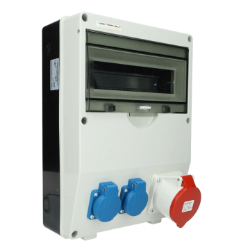 EMAT ledige kunststof wandverdeler IP44 met 1x CEE 5P 16A en 2x schuko 16A (85016000)