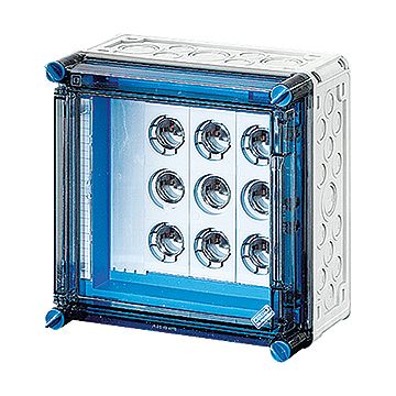 Hensel Mi 3282 zekeringkast 63A 5-polig railsysteem 630A met scharnierend deksel 3x zekeringshouder