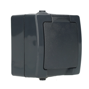 Kopp NAUTIC stopcontact ip44 met randaarde 1-voudig opbouw antraciet