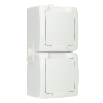 Kopp NAUTIC stopcontact ip44 verticaal met randaarde 2-voudig opbouw wit